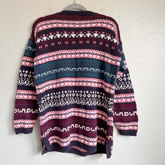 VTG 80s 90s Paris Sport Club Novelty People Print Sweater Cottage Granny Medium - Picture 6 of 9